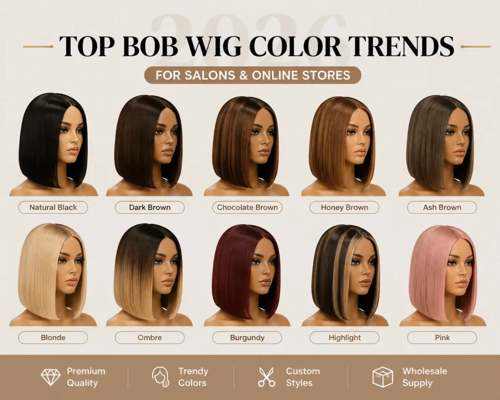 Top trending bob wig colors for salons and online stores in 2026