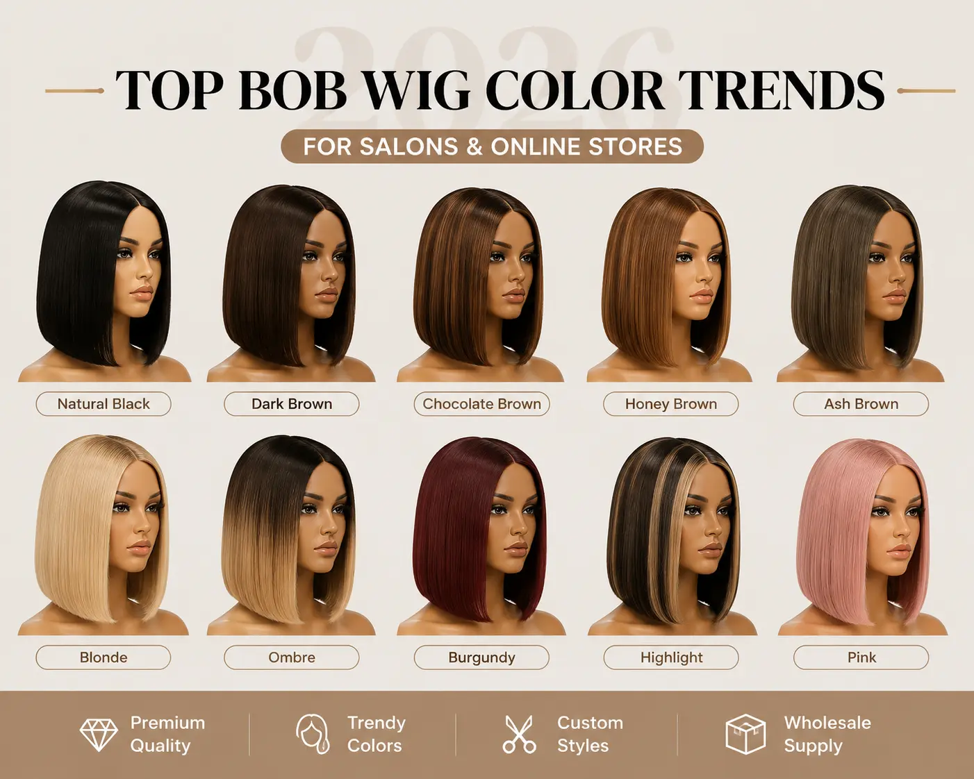 Top trending bob wig colors for salons and online stores in 2026