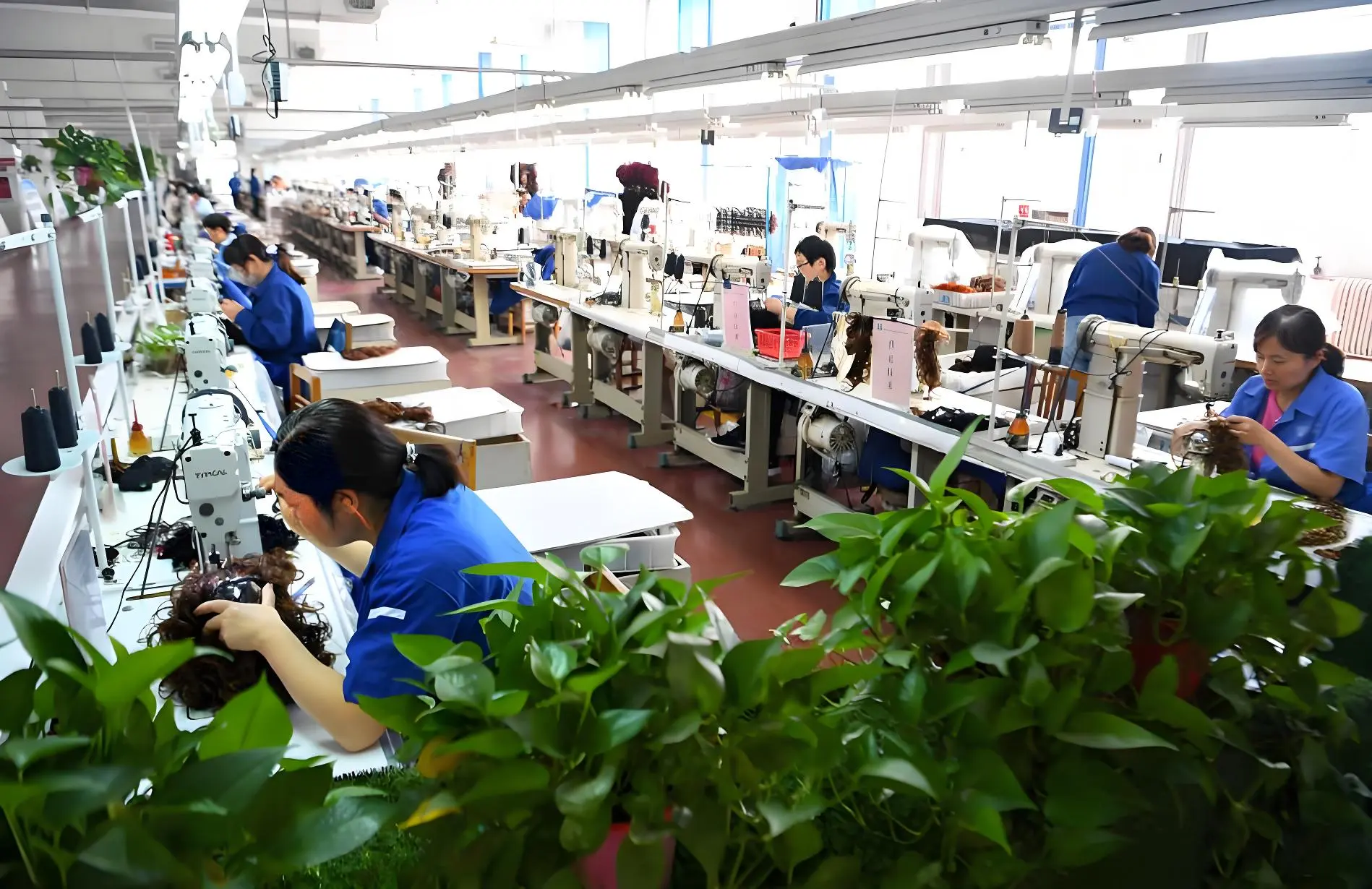 Full lace human hair wigs factory production line