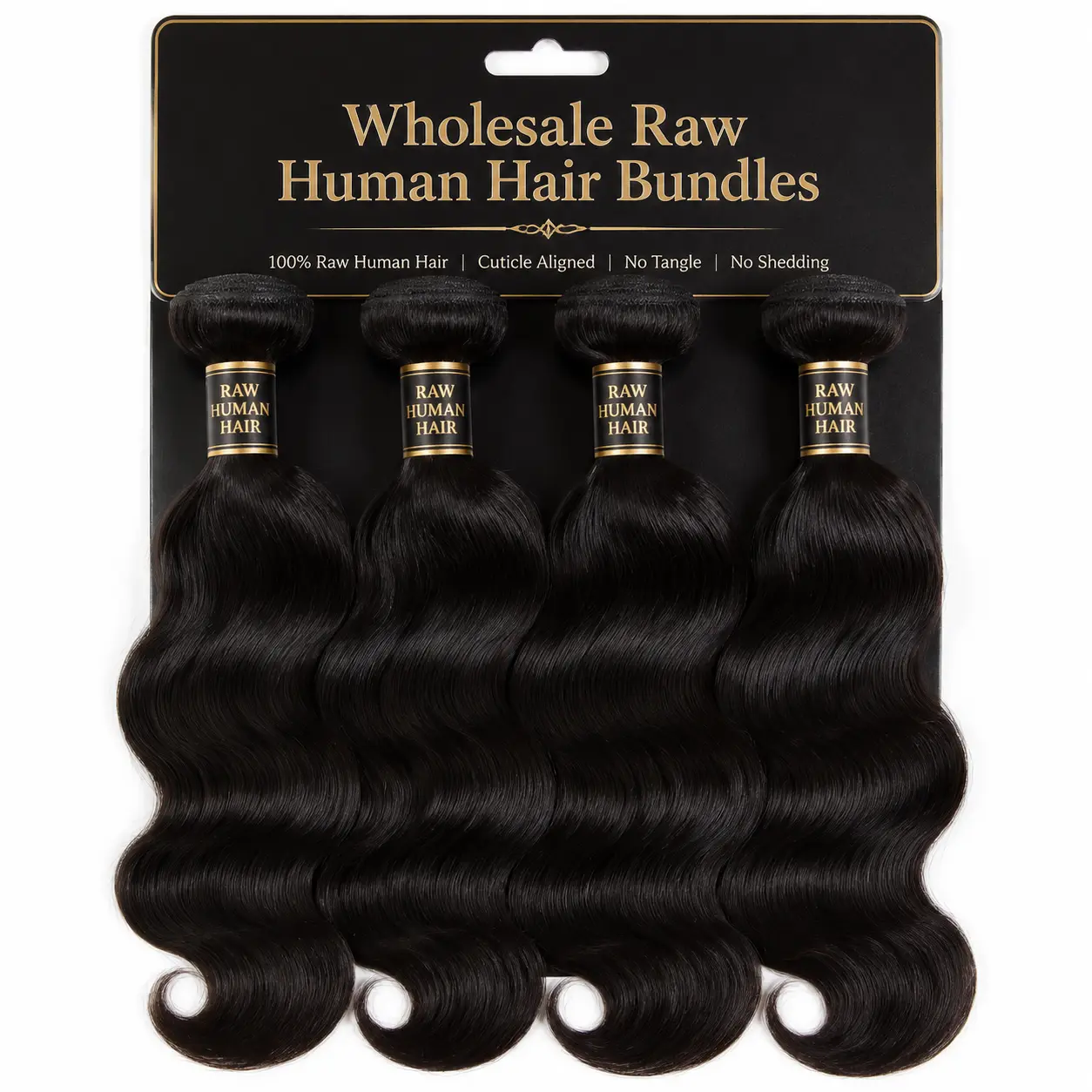 Wholesale Raw Human Hair Bundles, 100% Virgin Cuticle Aligned Body Wave Hair Extensions For Salon Business