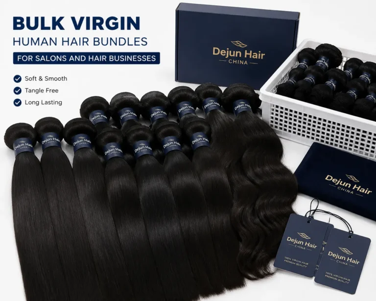 Bulk virgin human hair bundles supplier for salons and hair businesses with wholesale supply