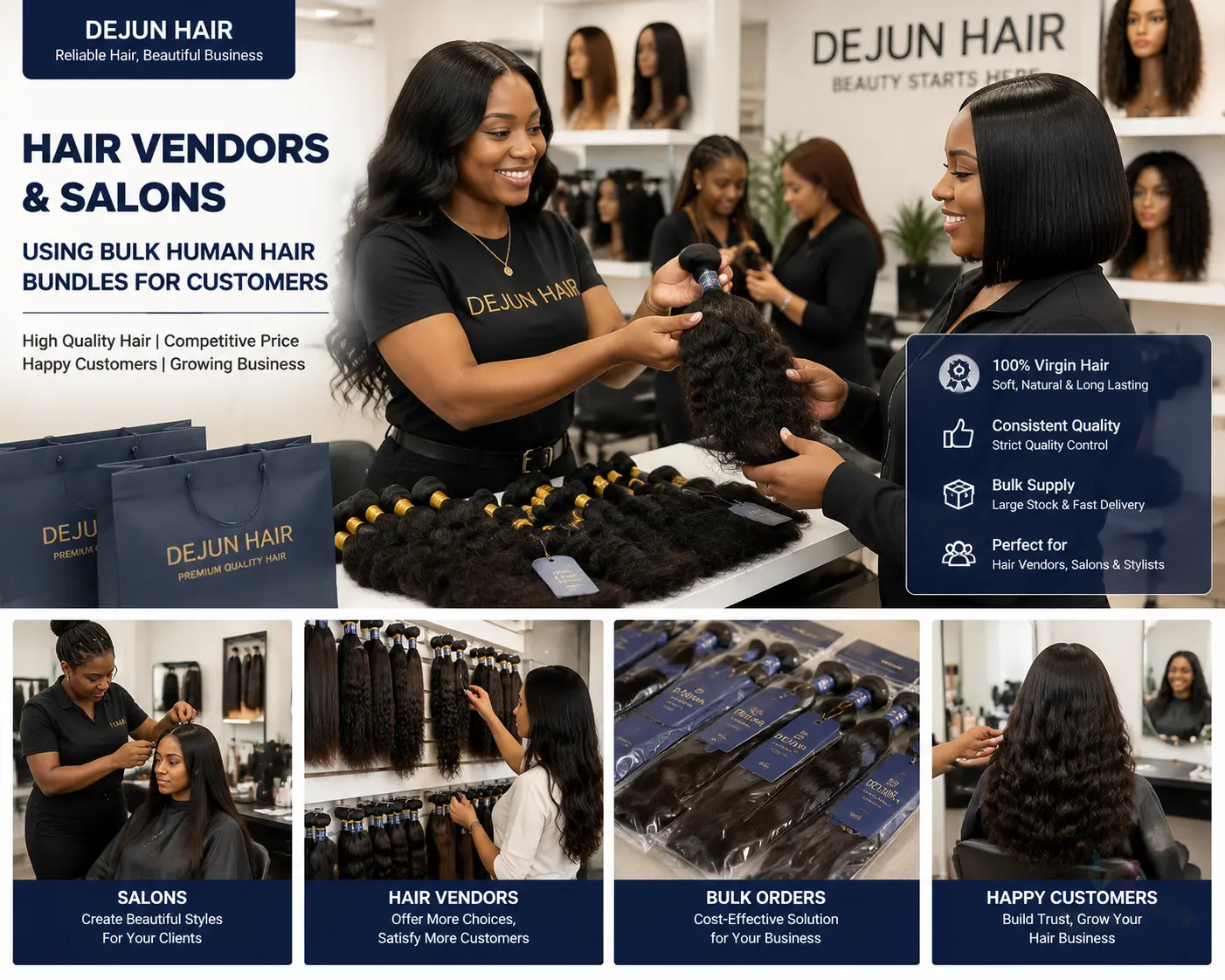 Hair vendors and salons using bulk human hair bundles to provide quality hair solutions for customers