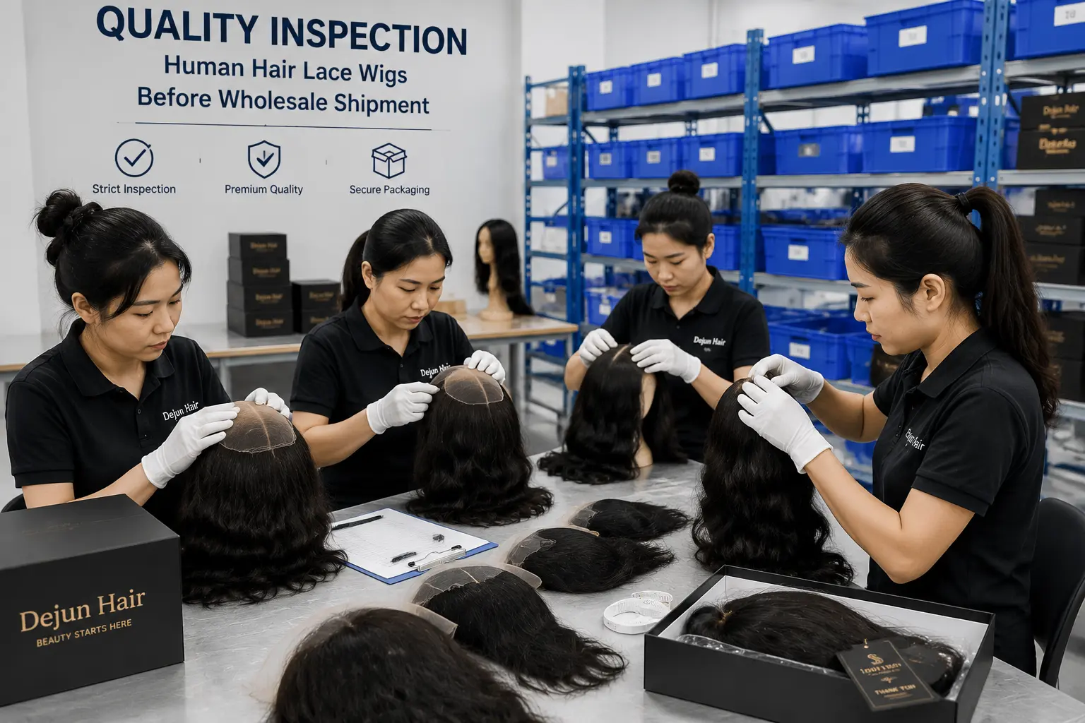 Human hair lace wigs quality inspection before wholesale shipment