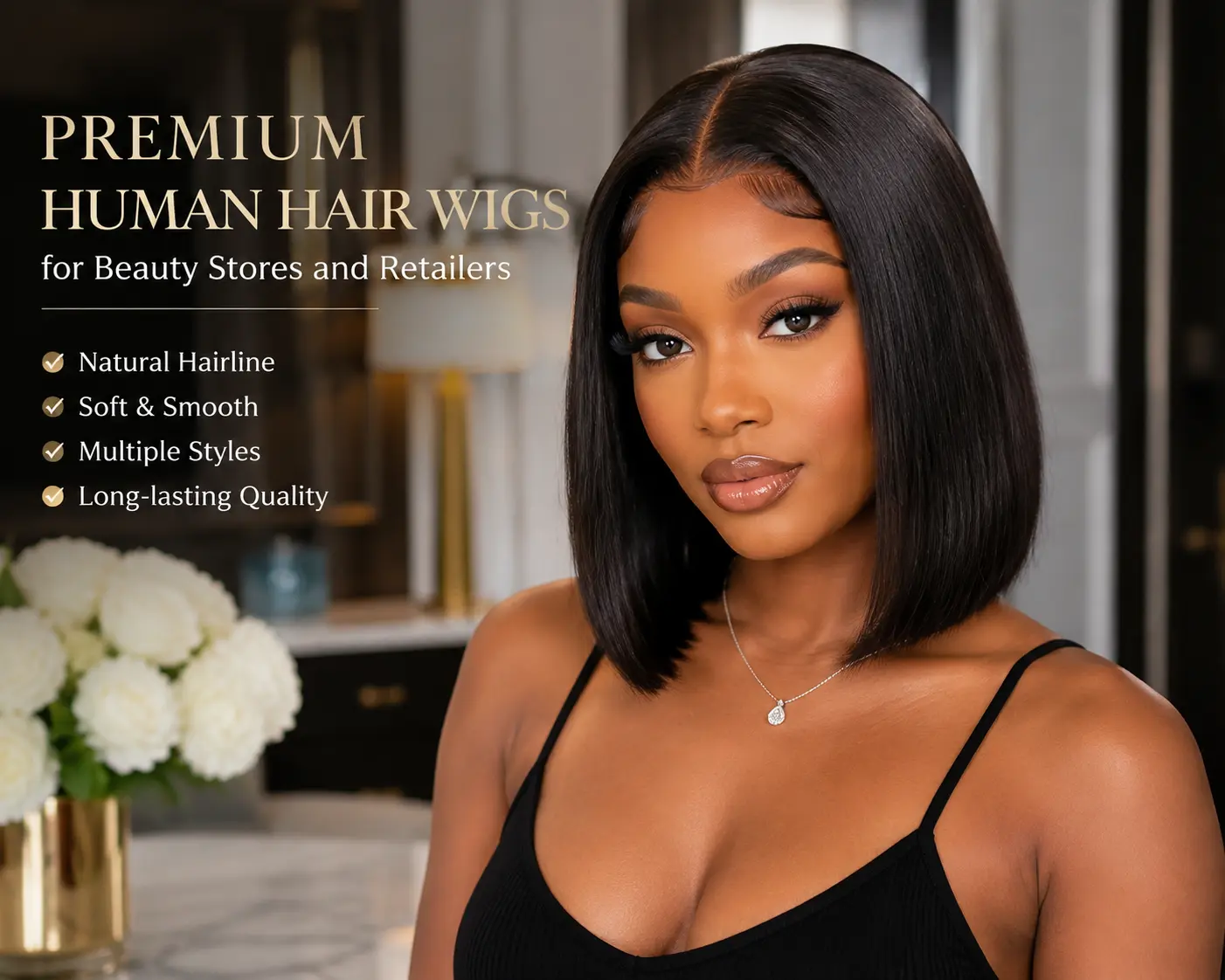 premium human hair wigs for beauty stores and retailers