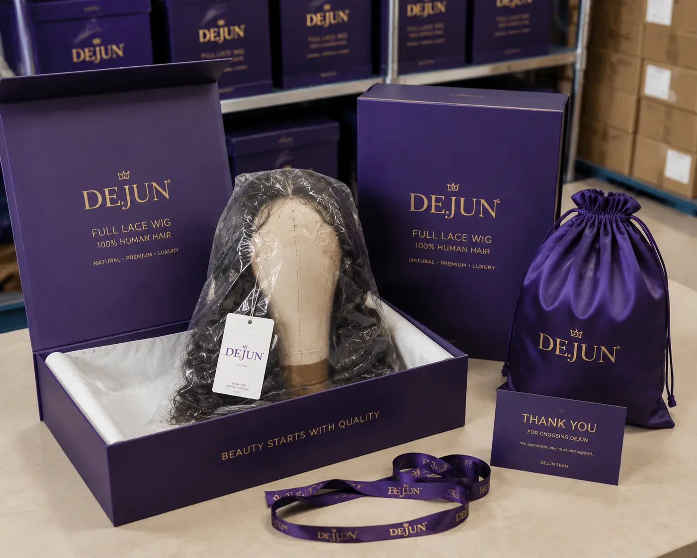 Private label full lace wigs packaging for global distributors