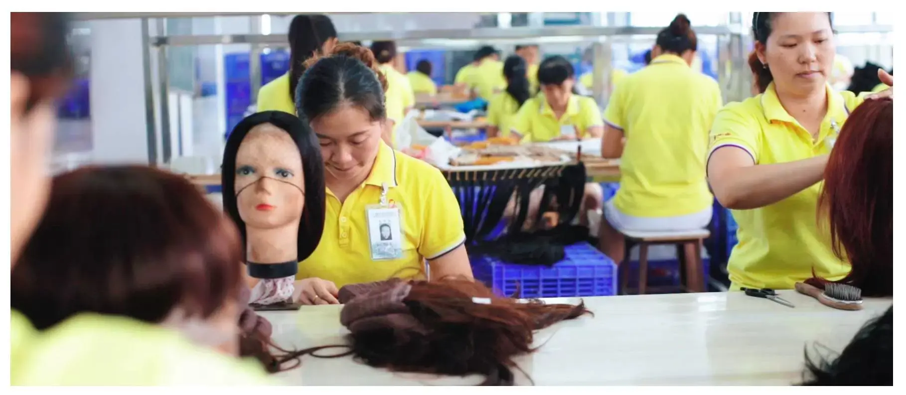 Private label synthetic wigs manufacturer production factory in China