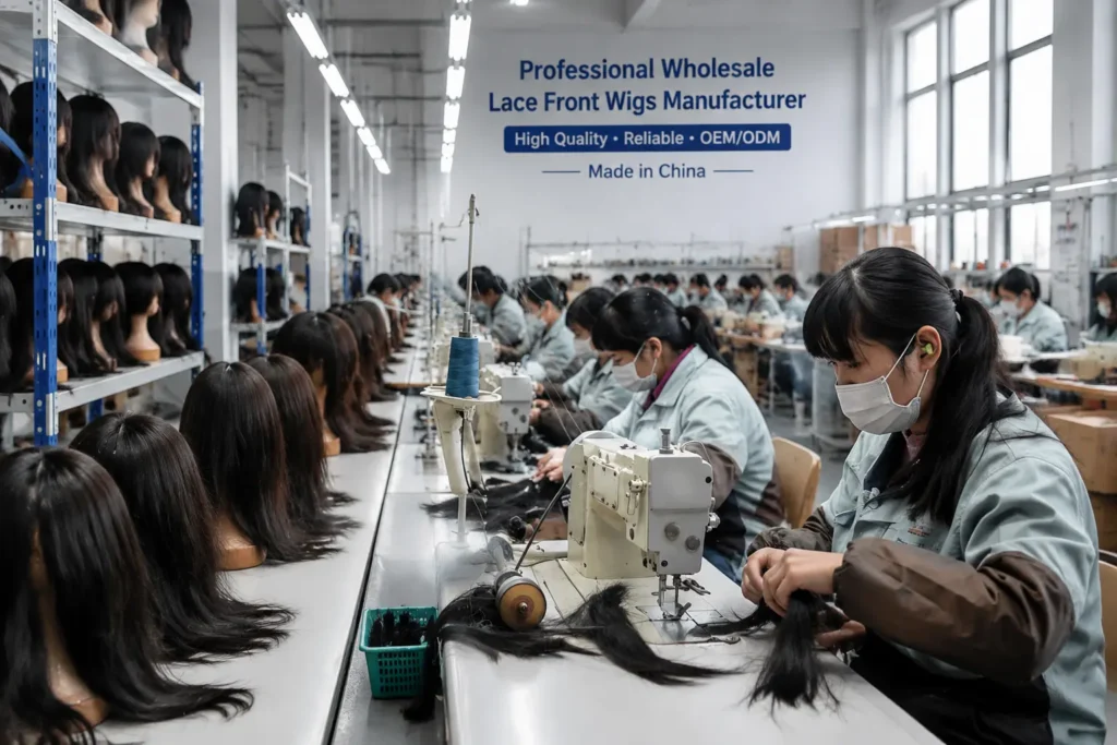 Professional wholesale lace front wigs manufacturer factory production line in China