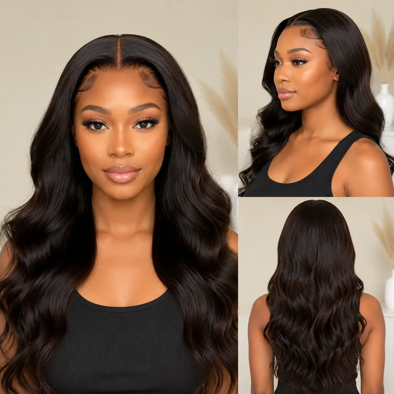 Virgin human hair lace wigs wholesale with natural hairline and premium styling