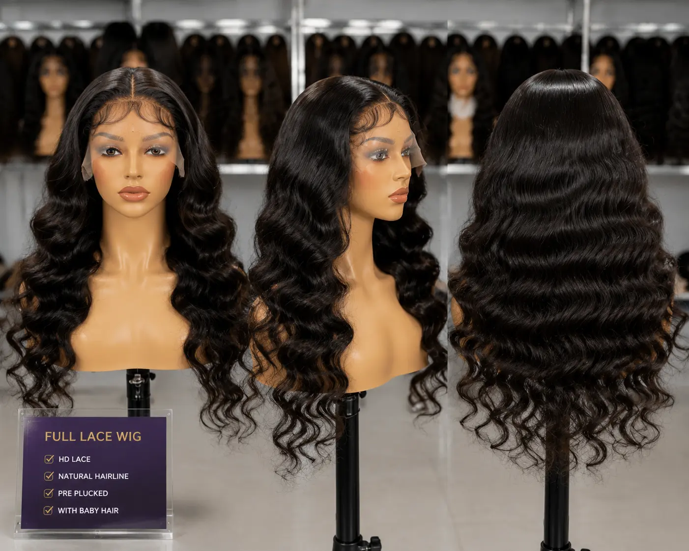 Wholesale full lace wigs with HD lace natural hairline