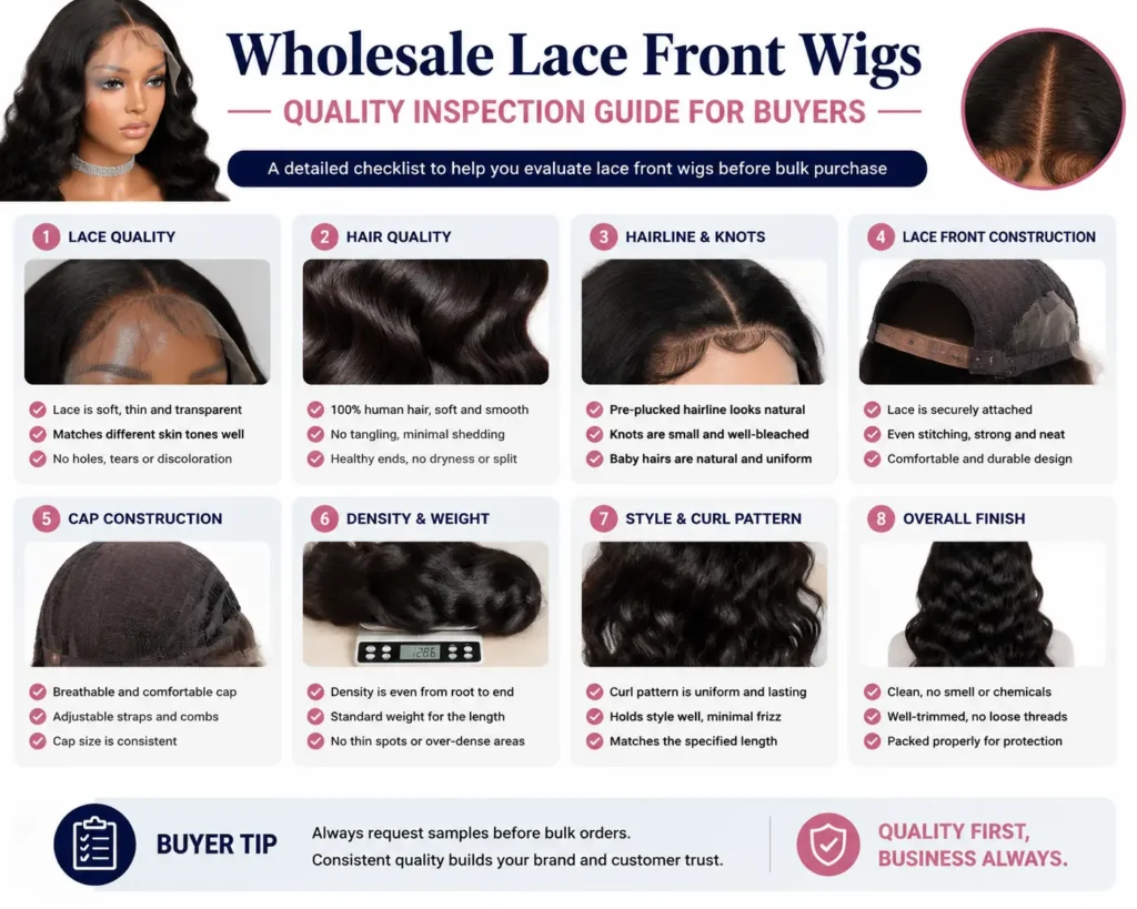 Wholesale lace wigs quality inspection guide for buyers before bulk orders