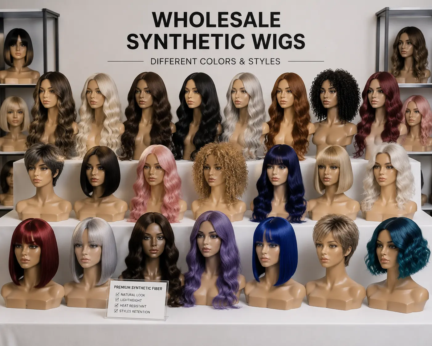 Wholesale synthetic wigs collection with different colors and styles
