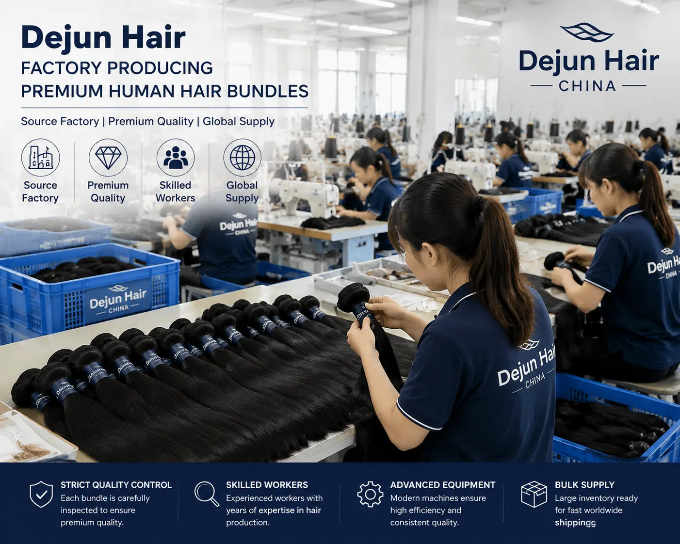 Wholesale virgin human hair bundles supplier factory providing OEM and bulk hair solutions