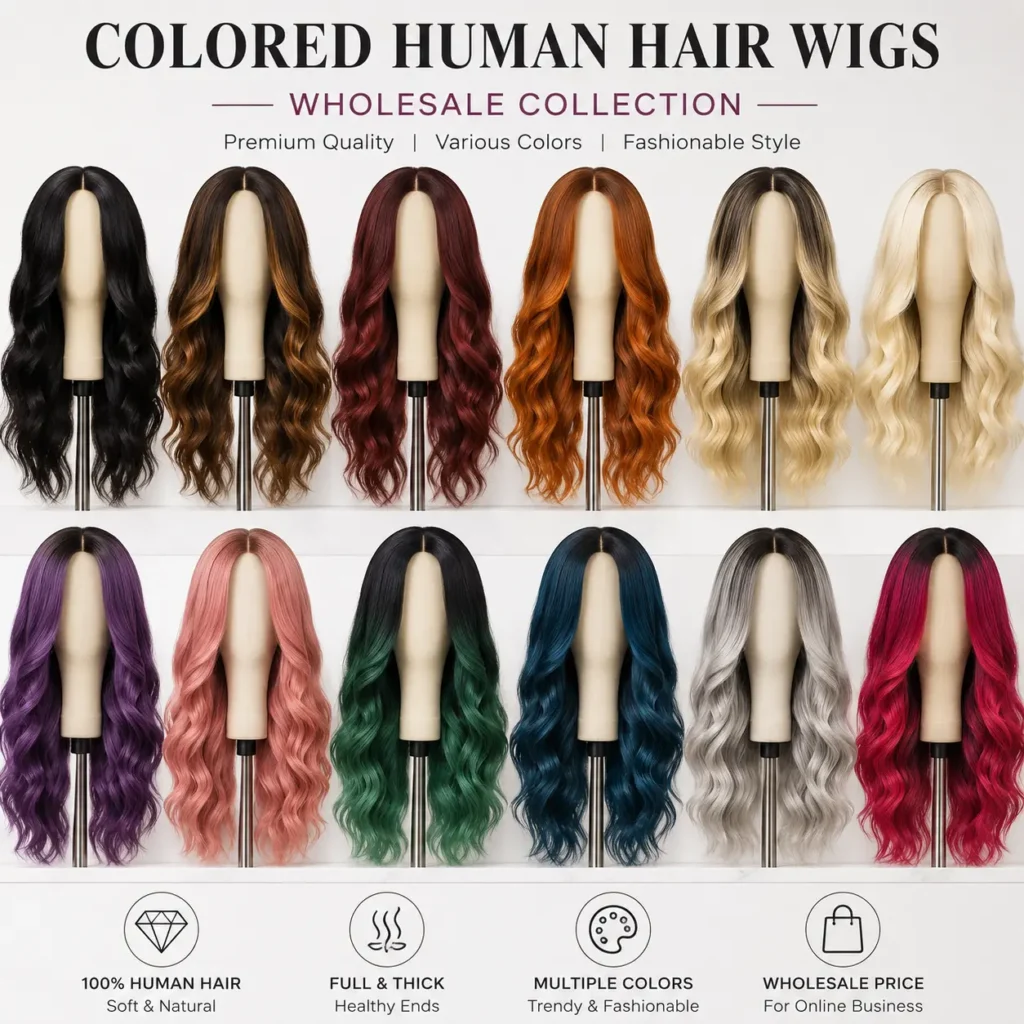Colored human hair wigs wholesale collection for online beauty businesses