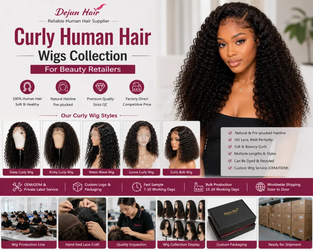 Curly human hair wigs collection for beauty retailers and hair businesses