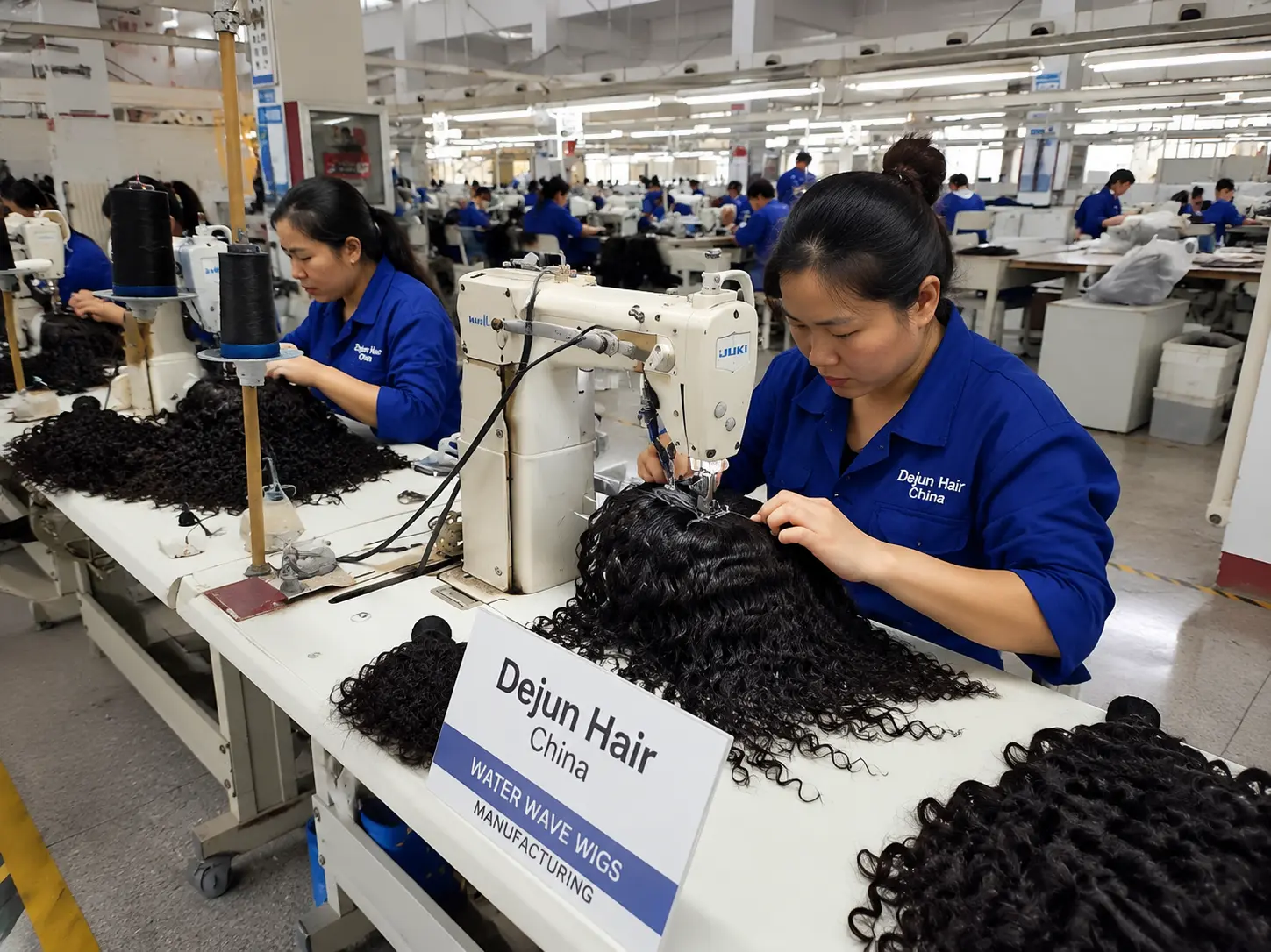 Dejun Hair China wig factory manufacturing water wave wigs for wholesale orders