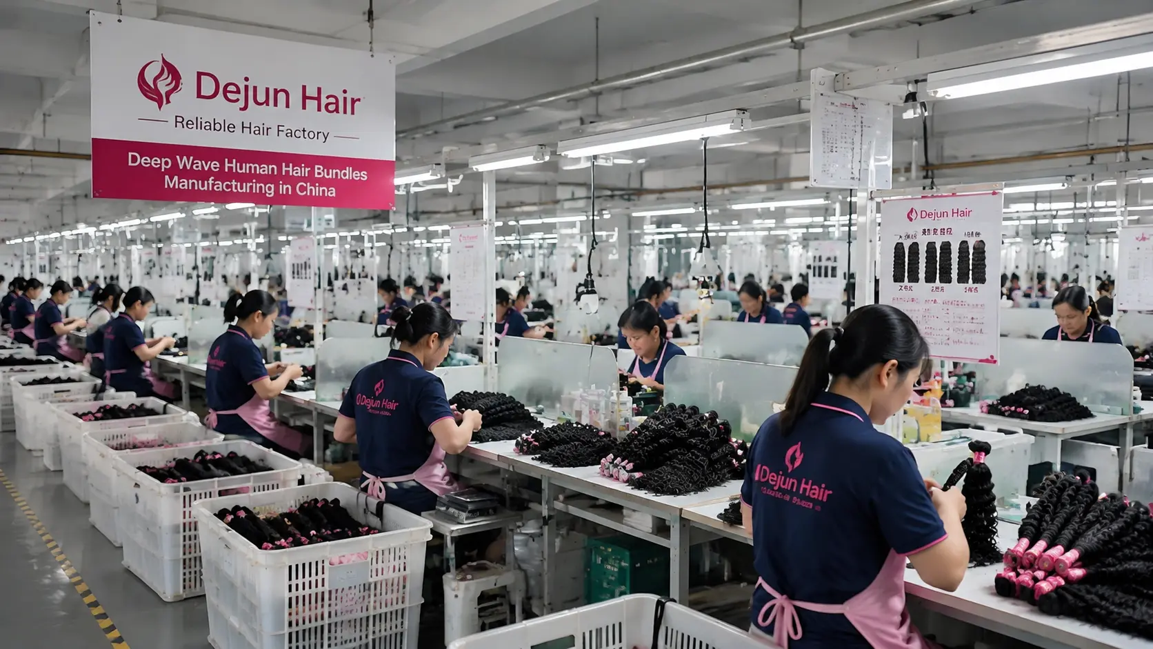 Dejun Hair deep wave human hair bundles manufacturing factory in China