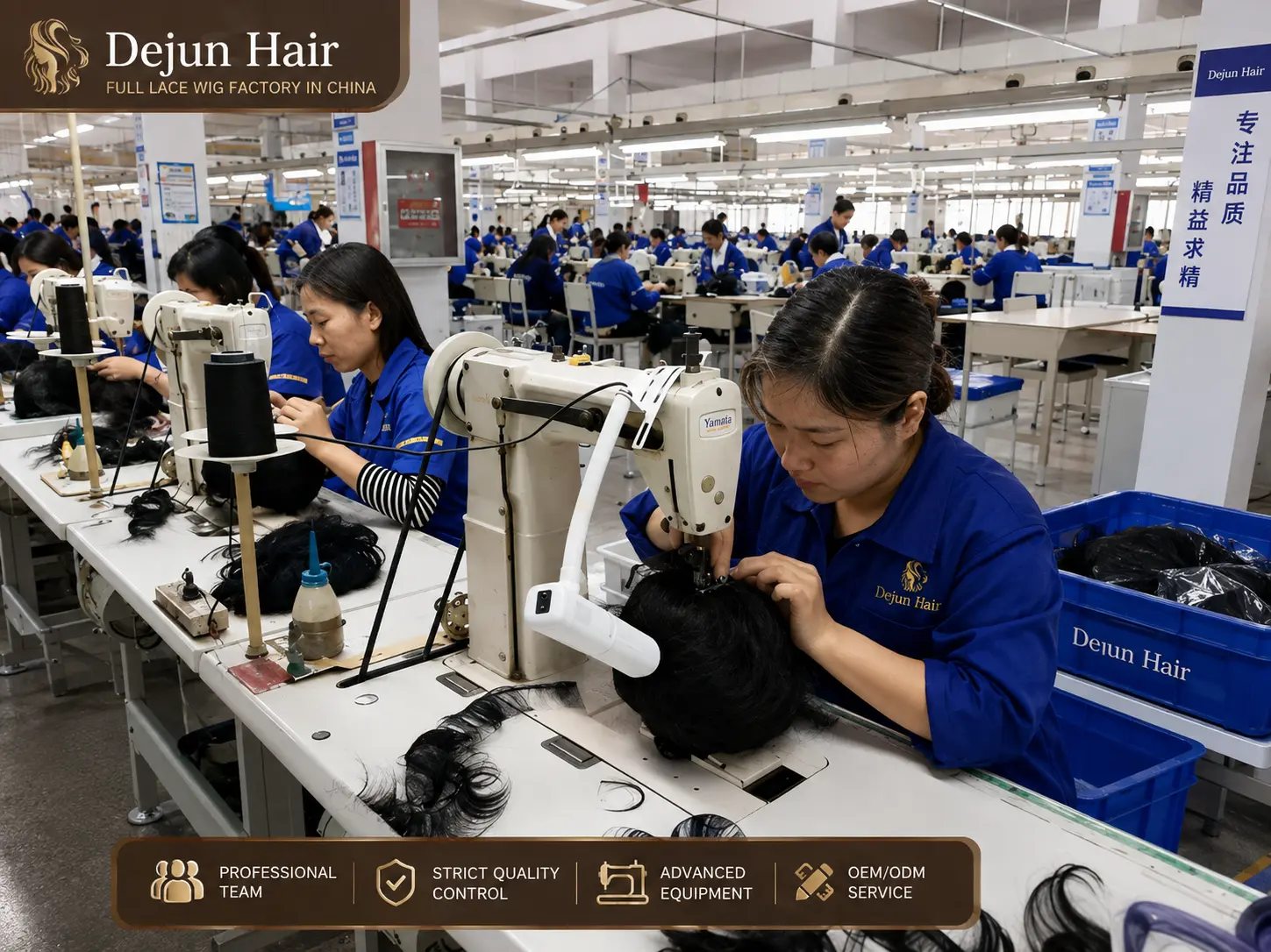 Dejun Hair full lace wig factory in China producing wholesale HD lace wigs