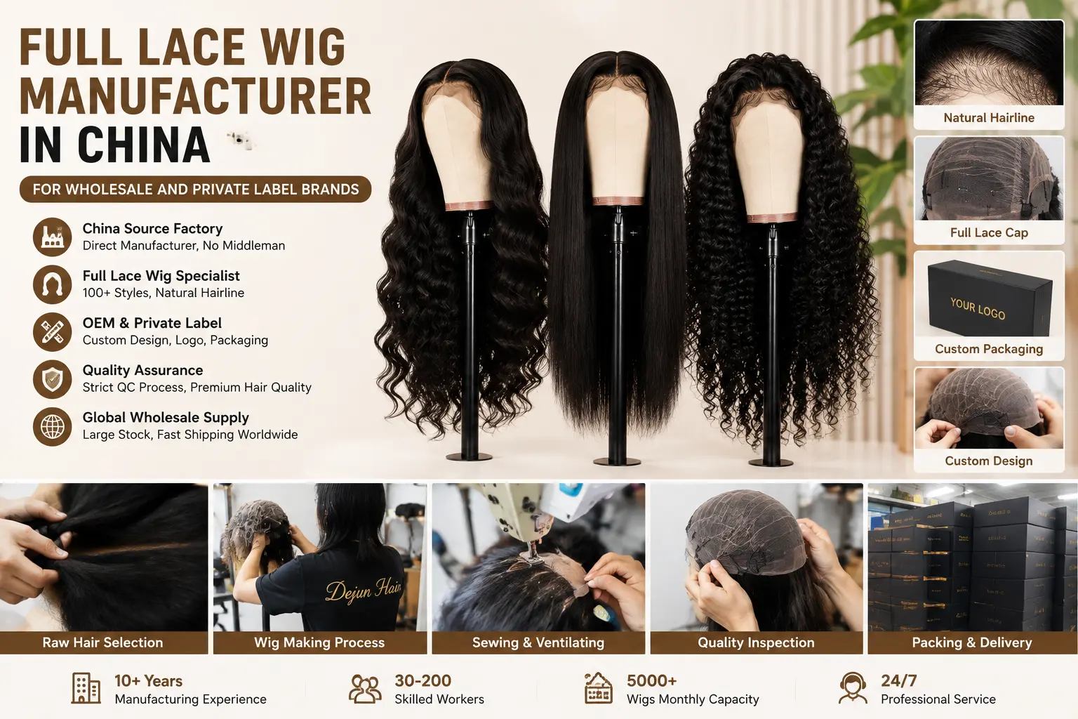 Full lace wig manufacturer in China for wholesale and private label brands
