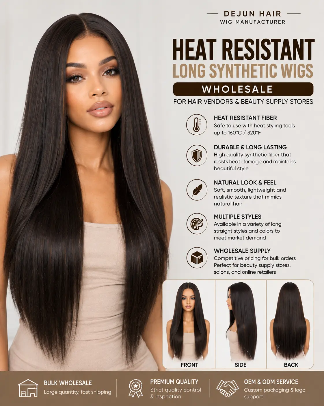 Heat resistant long synthetic wigs wholesale for hair vendors and retailers