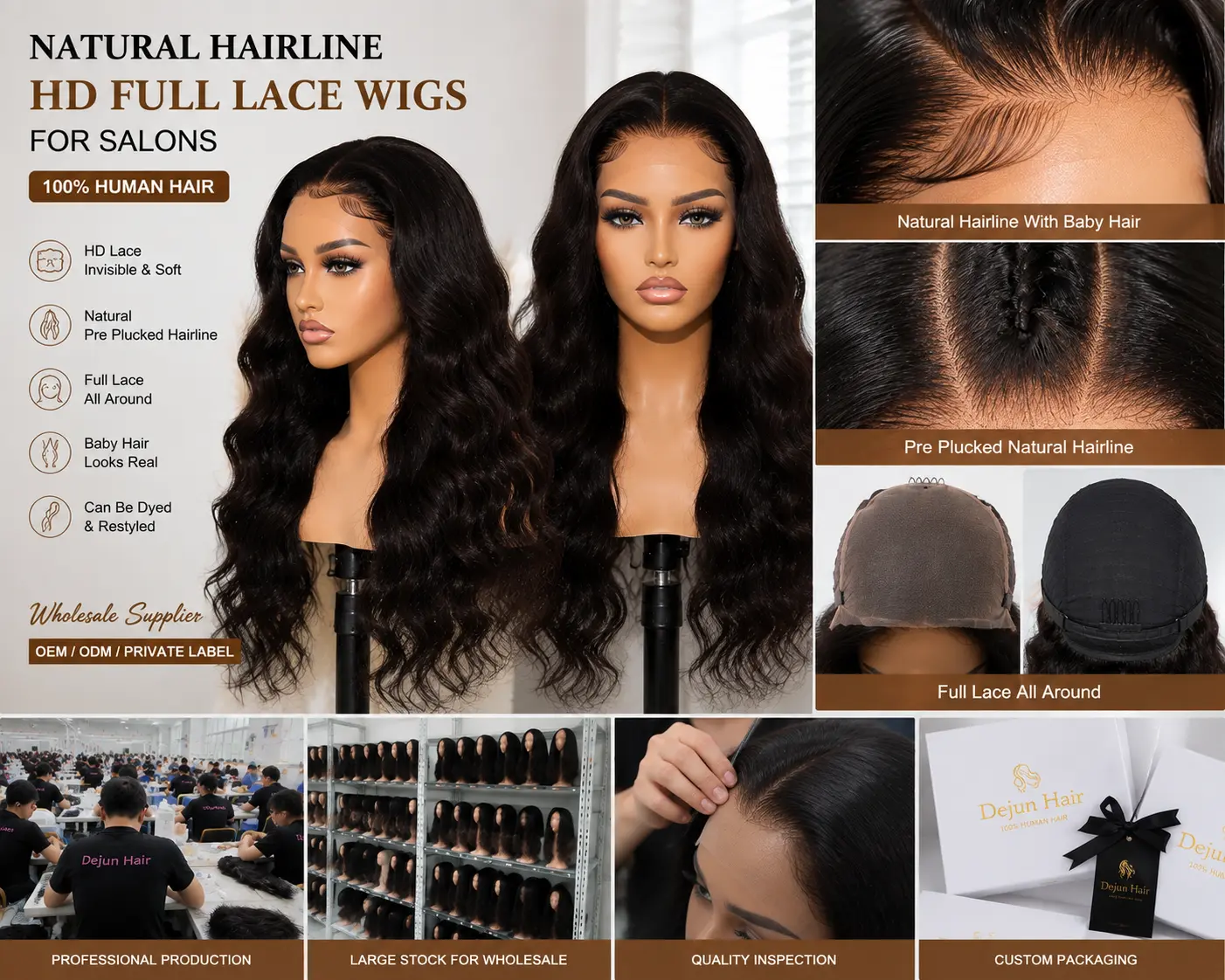 Natural hairline HD full lace wigs for salons with invisible lace and baby hair