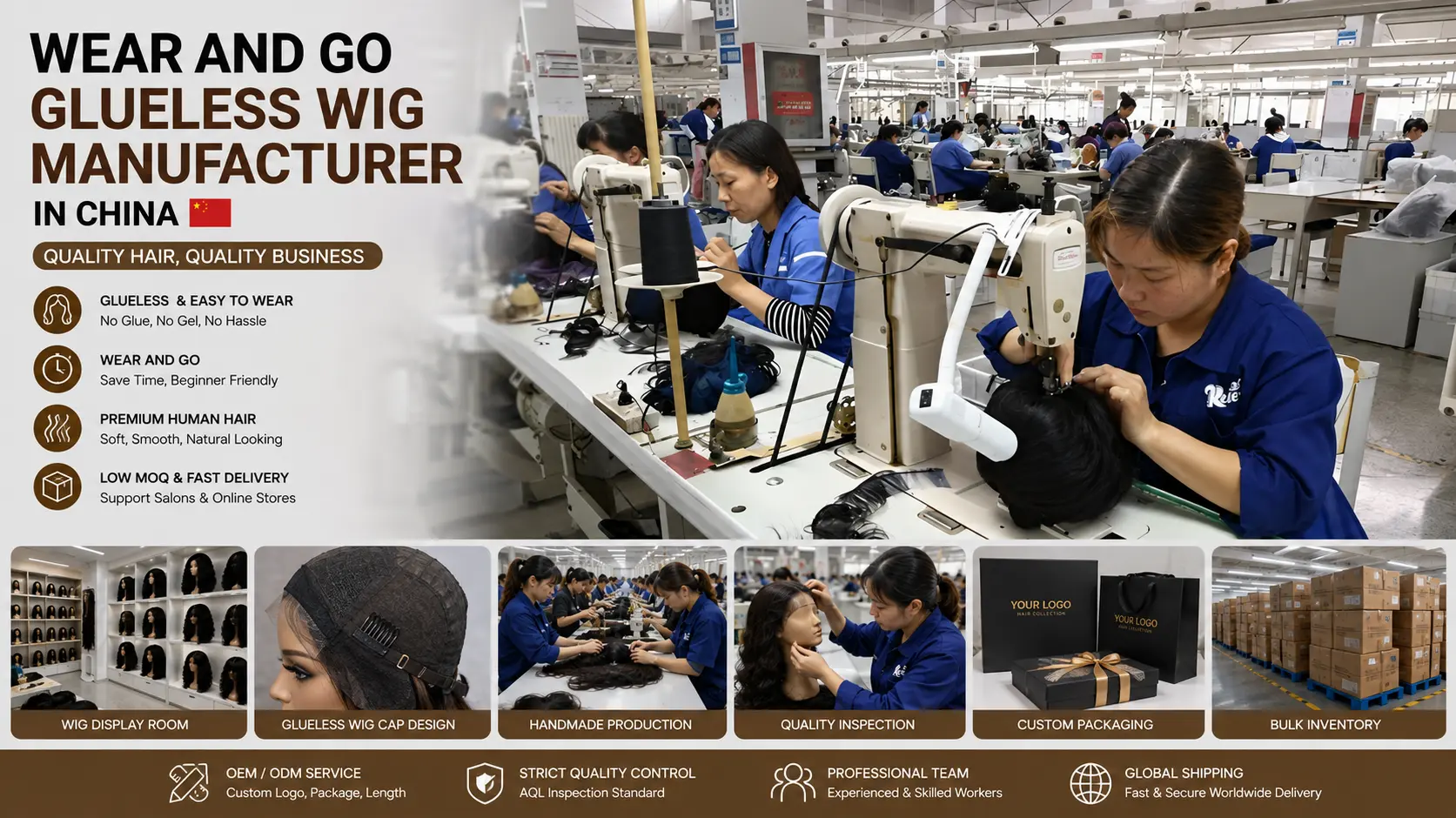 Wear and go glueless wig manufacturer in China for wholesale buyers