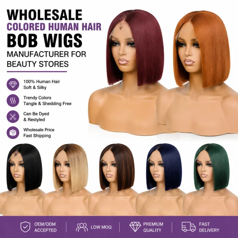 Wholesale Colored Human Hair Bob Wigs manufacturer supplying beauty stores and hair retailers
