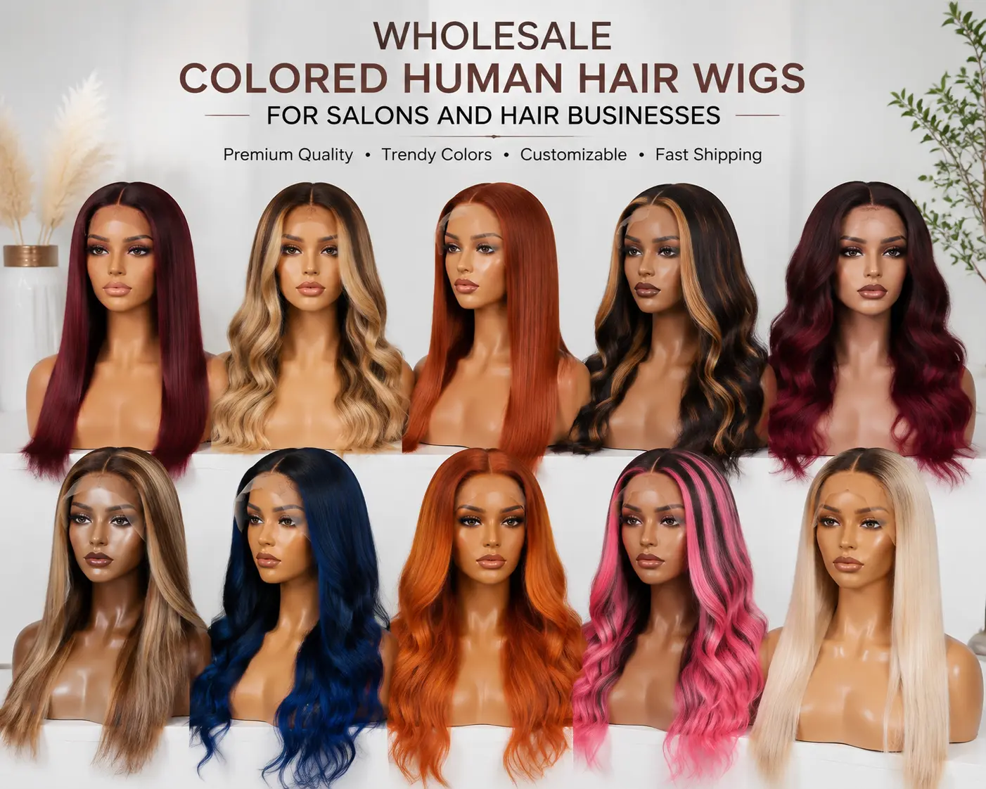 Wholesale colored human hair wigs for salons and hair businesses