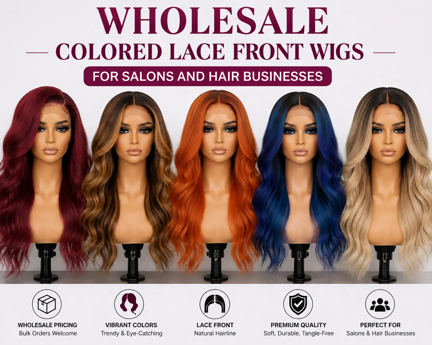 Wholesale colored lace front wigs for salons and hair businesses