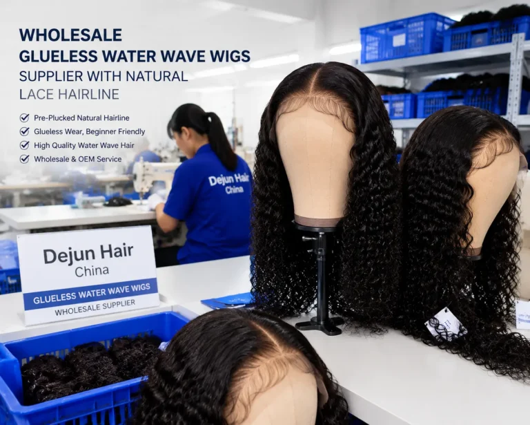 Wholesale glueless water wave wigs supplier with natural lace hairline for beauty stores and retailers