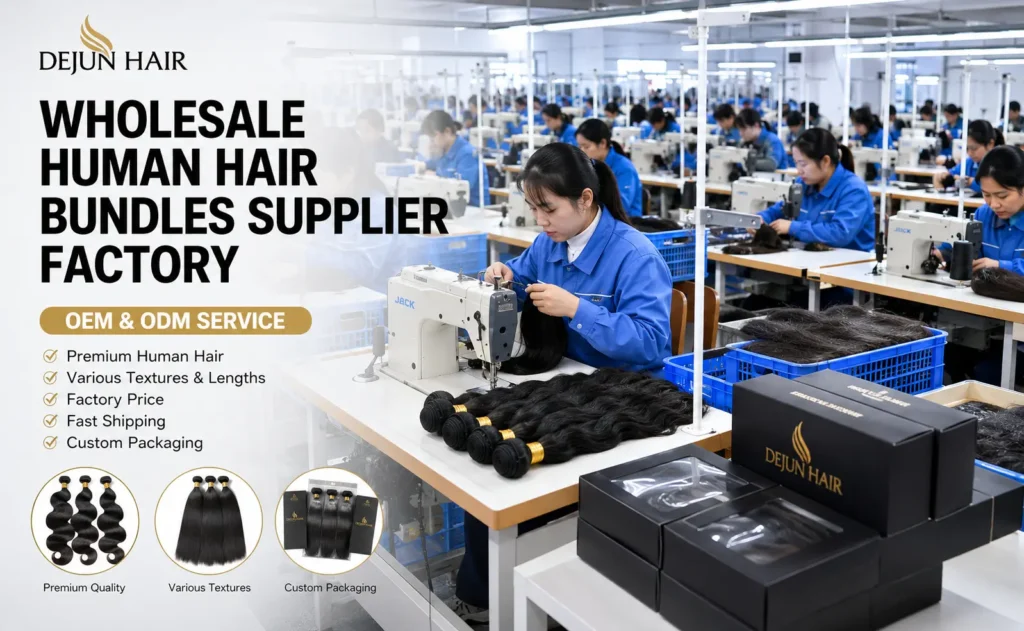 Wholesale human hair bundles supplier factory producing bulk hair bundles for global buyers