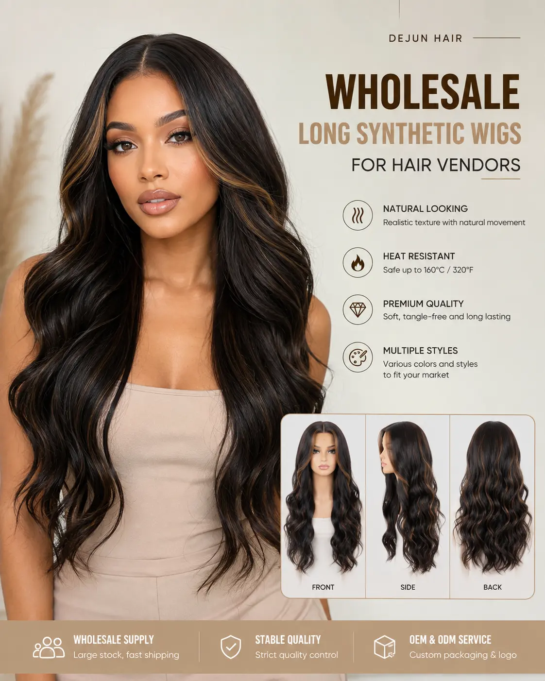 Wholesale long synthetic wigs for hair vendors and beauty businesses