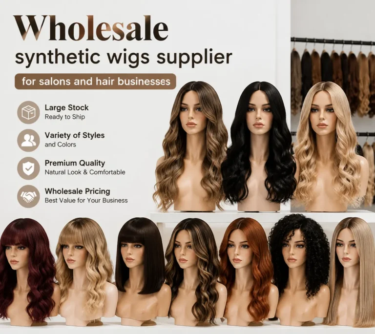 Wholesale synthetic wigs supplier for salons and hair businesses with various styles and colors