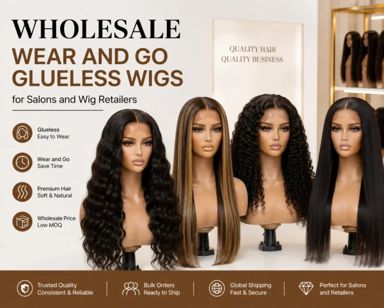 Wholesale wear and go glueless wigs for salons and wig retailers
