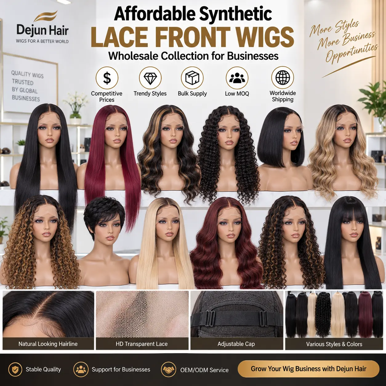 Affordable synthetic lace front wigs wholesale collection for wig businesses and retailers