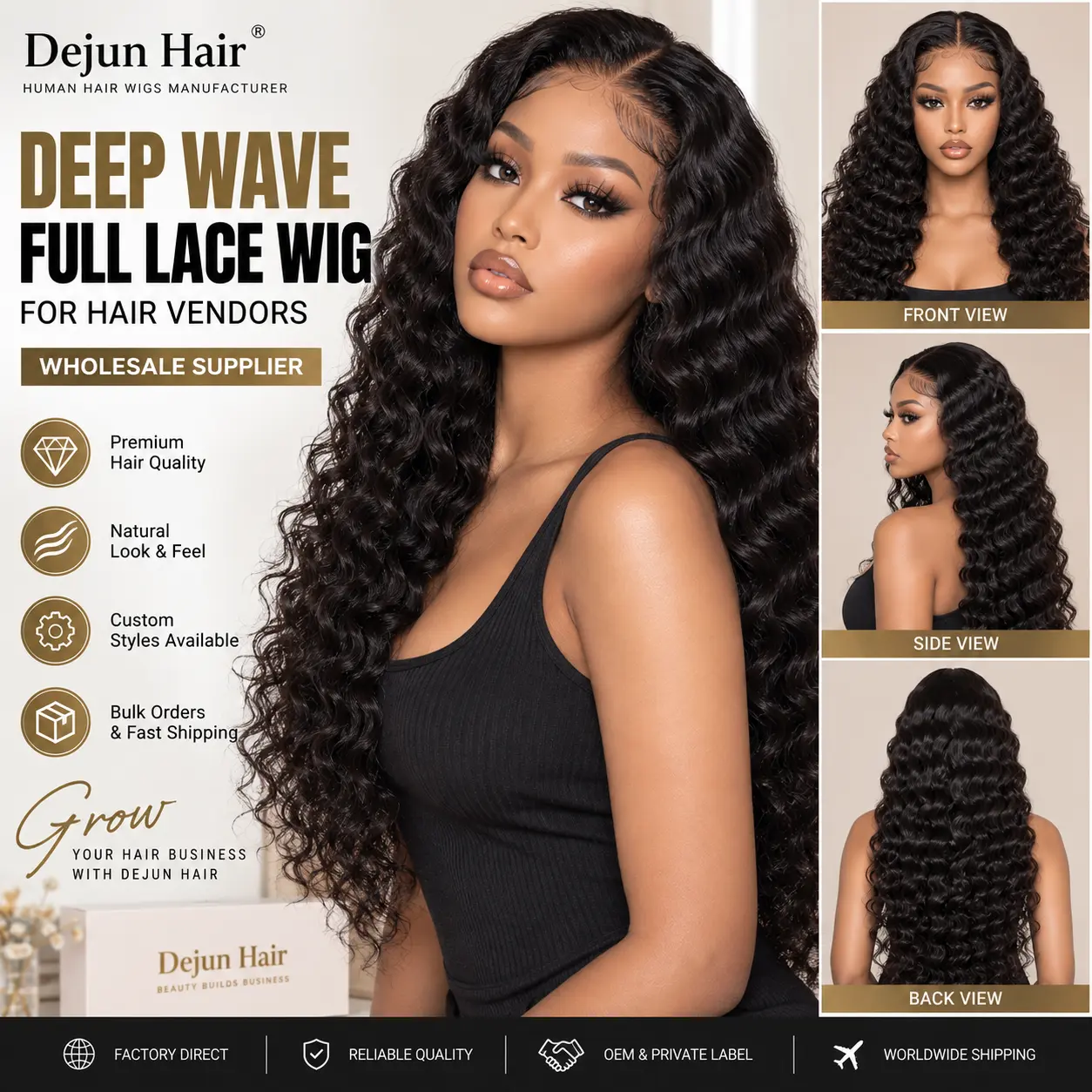 Deep wave full lace wig for hair vendors with natural hairline