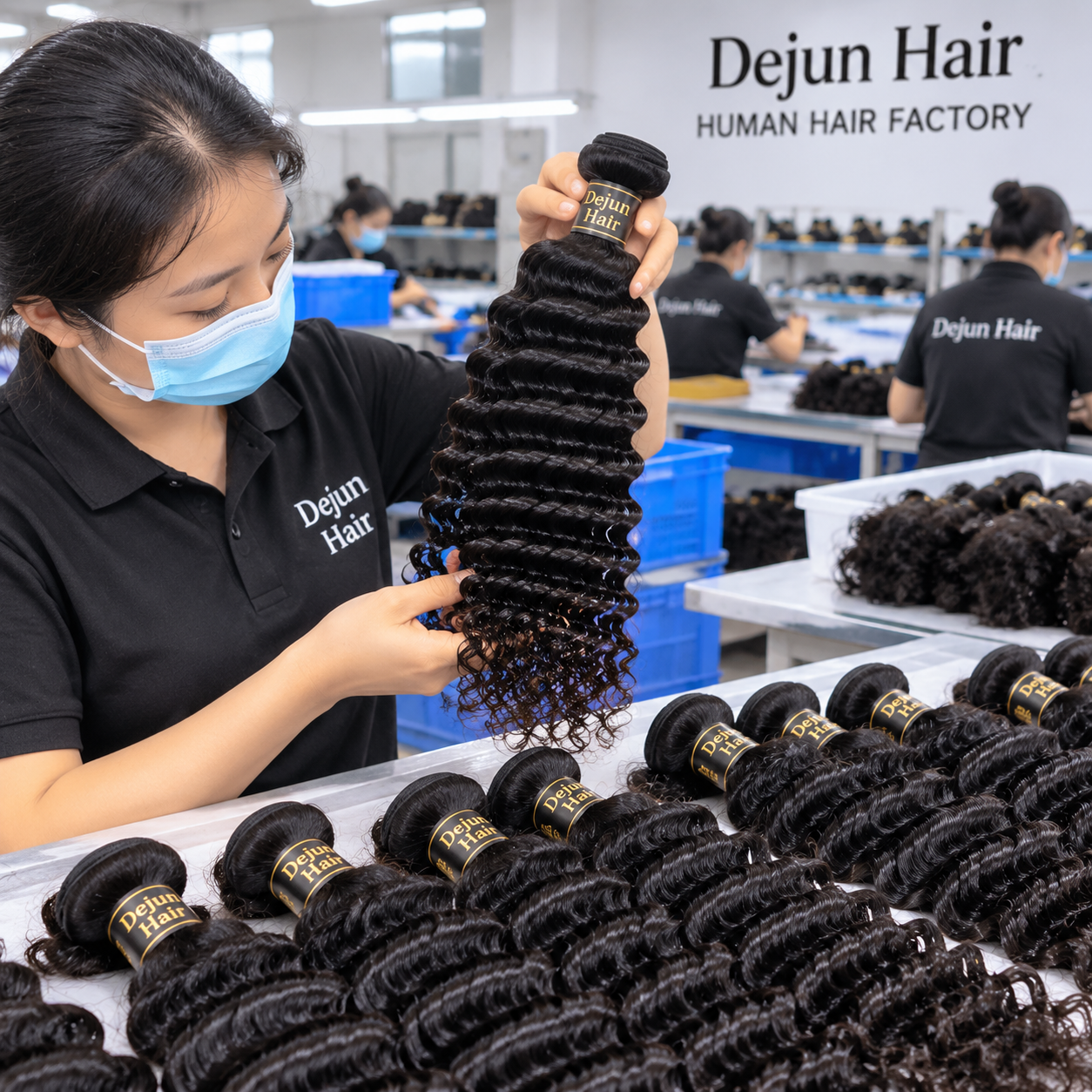 Deep wave human hair bundles factory supplier providing wholesale hair extensions for salons and hair businesses
