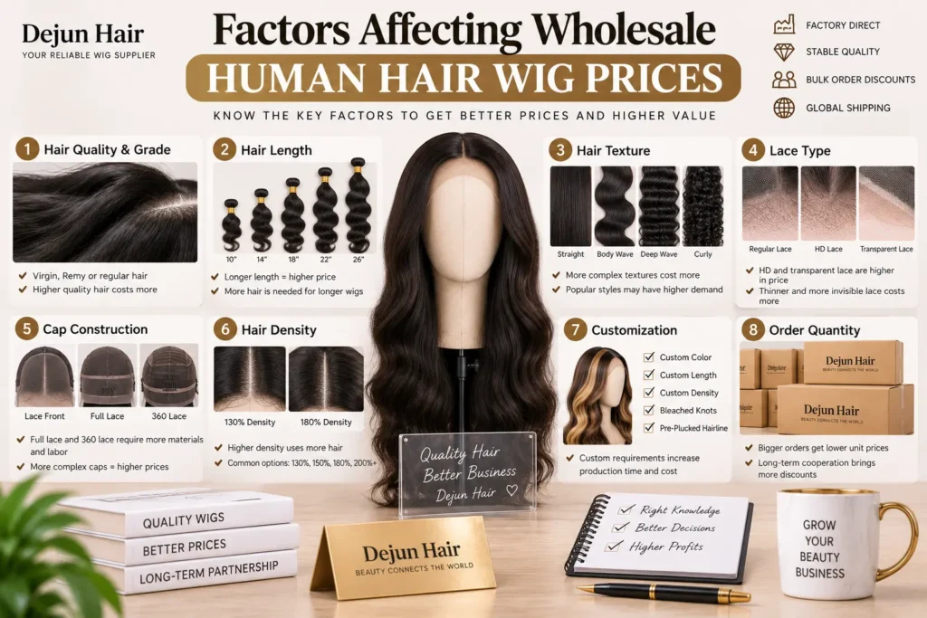 Factors affecting wholesale human hair wig prices for bulk orders