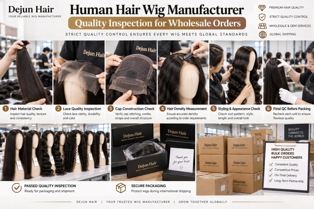 Human hair wig manufacturer quality inspection for wholesale orders