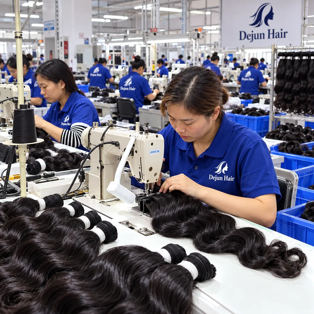 Dejun Hair loose wave human hair bundles manufacturing factory in China