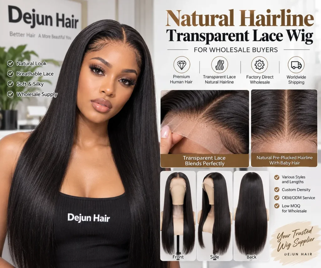 Natural hairline transparent lace wig for wholesale buyers and beauty businesses