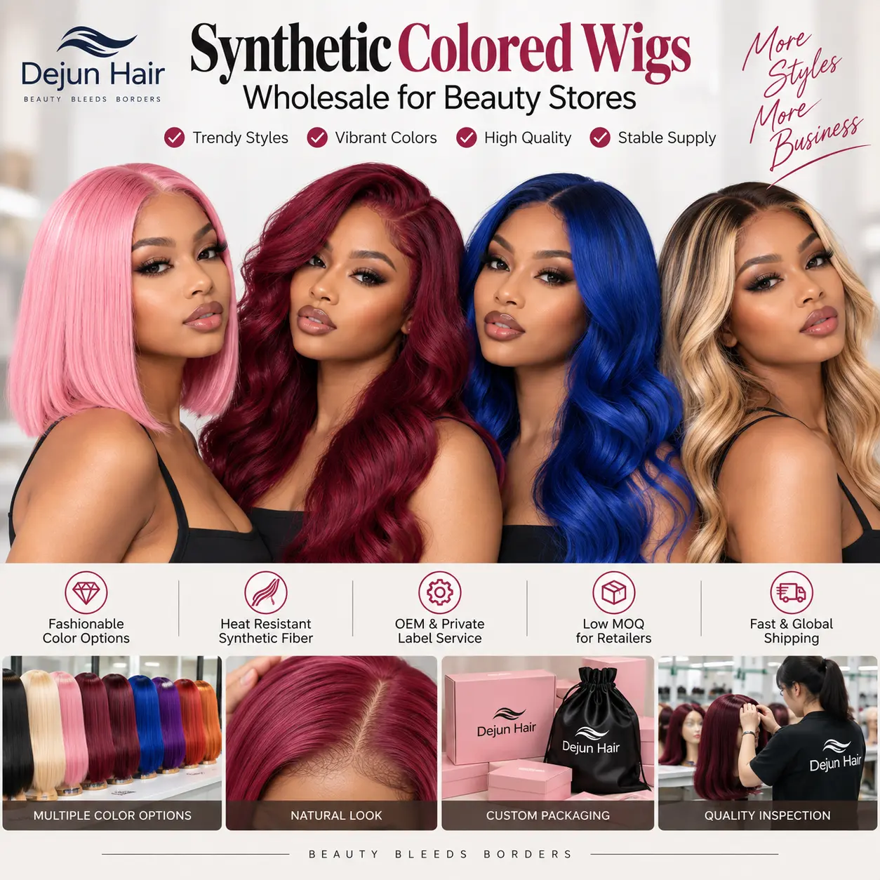 Synthetic colored wigs wholesale for beauty stores and hair retailers