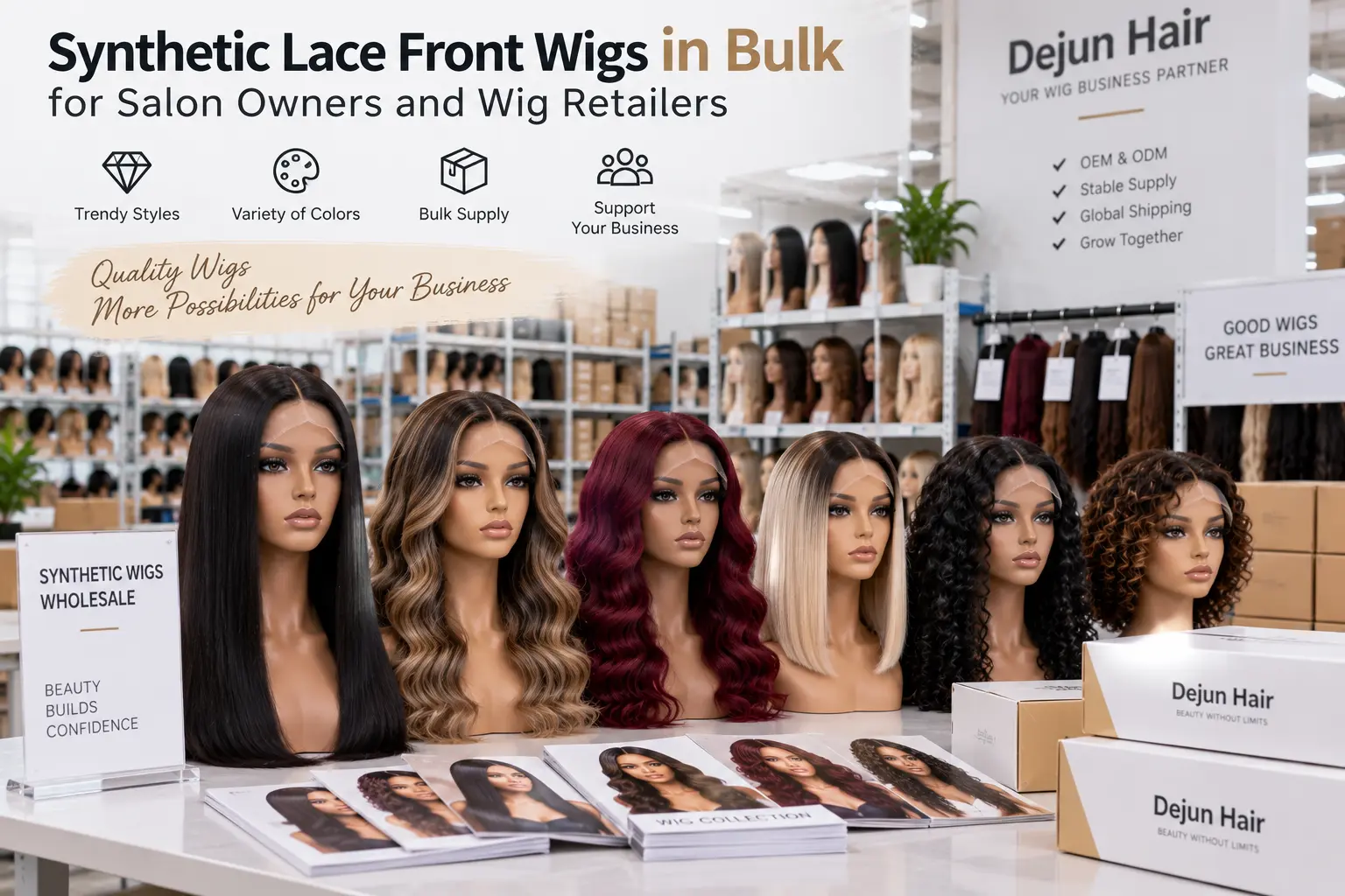 Synthetic lace front wigs in bulk for salon owners and wig retailers