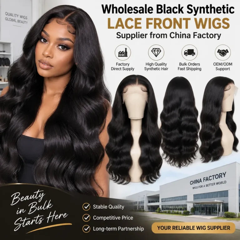 Wholesale black synthetic lace front wigs supplier from China factory