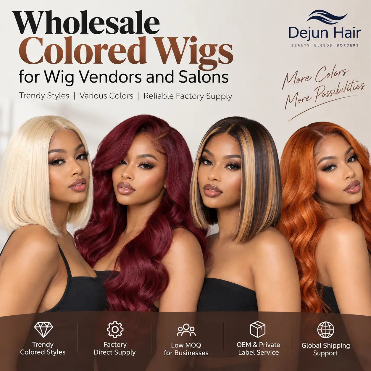Wholesale colored wigs for wig vendors and salons