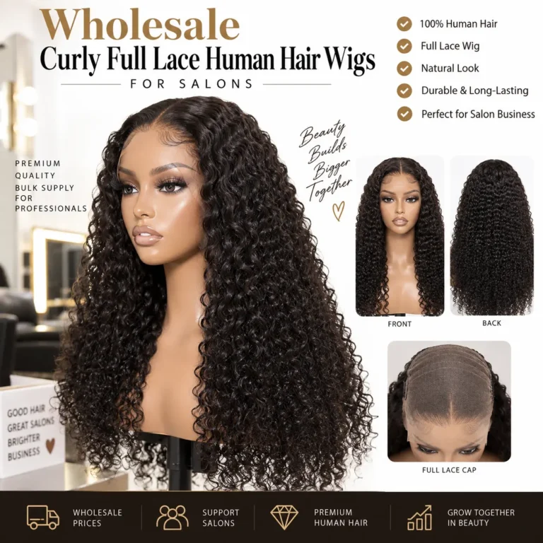 Wholesale curly full lace human hair wigs for salons and hair businesses