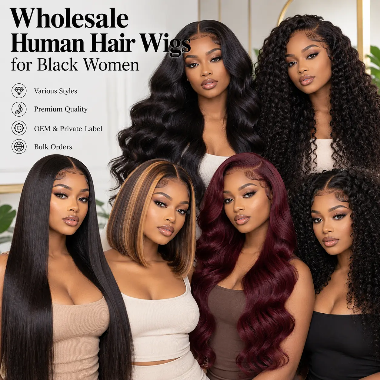 Human hair wigs wholesale supplier providing quality wigs for beauty supply stores and retailers