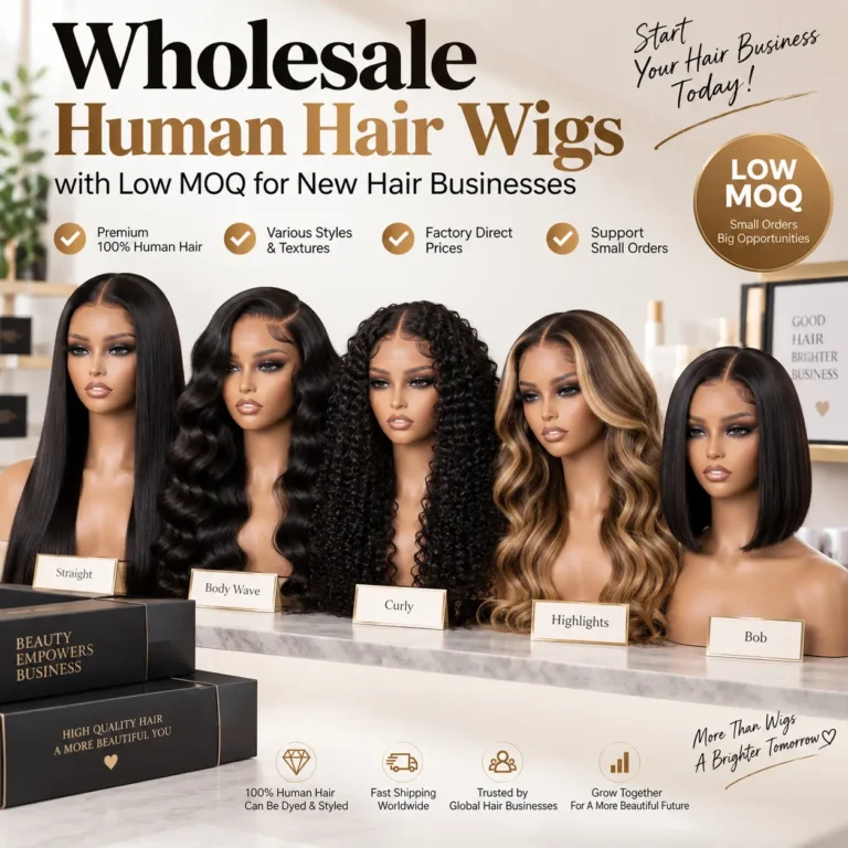 Wholesale human hair wigs with low MOQ for new hair businesses and wig retailers