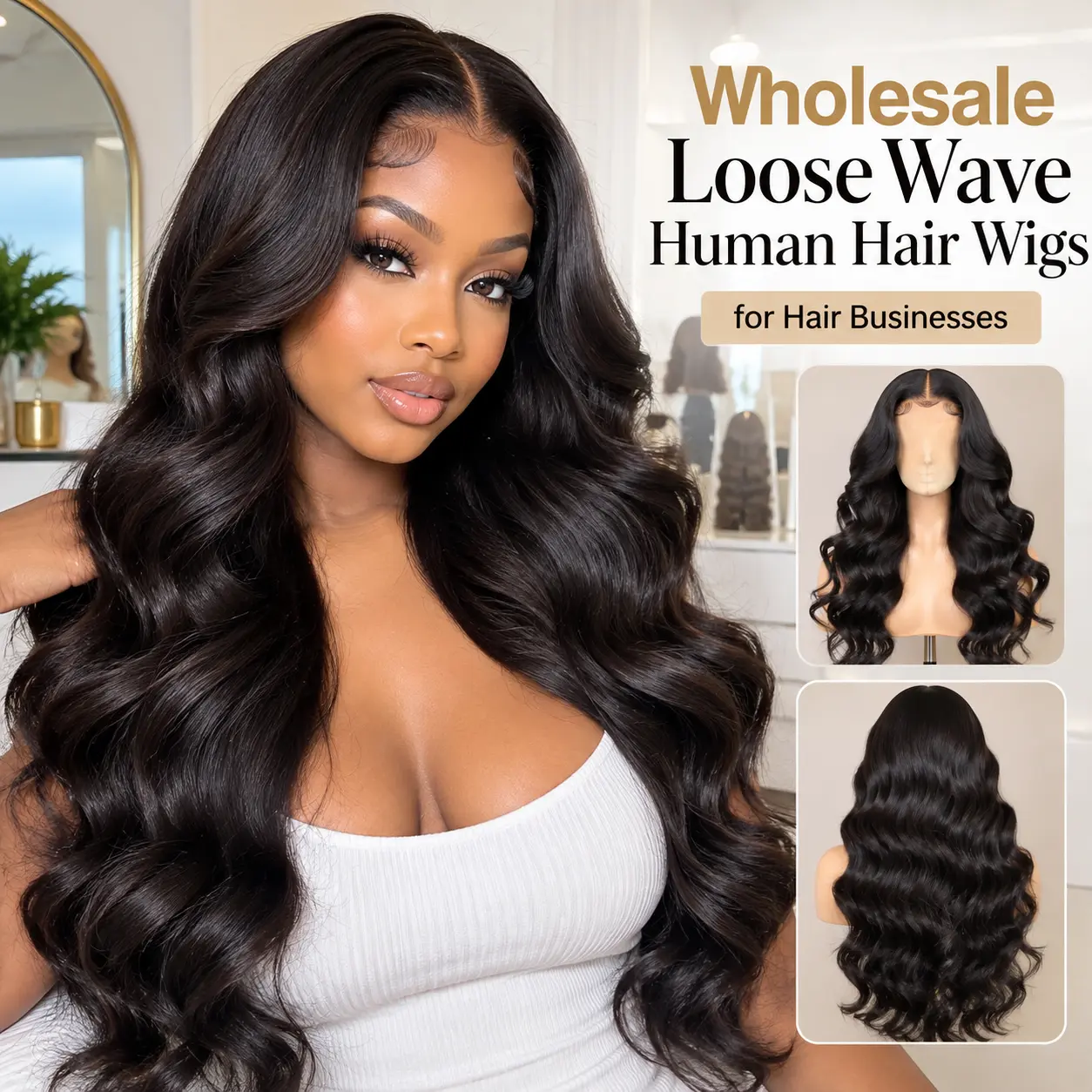 Wholesale human hair wigs for Black women with premium styles for salons and beauty businesses