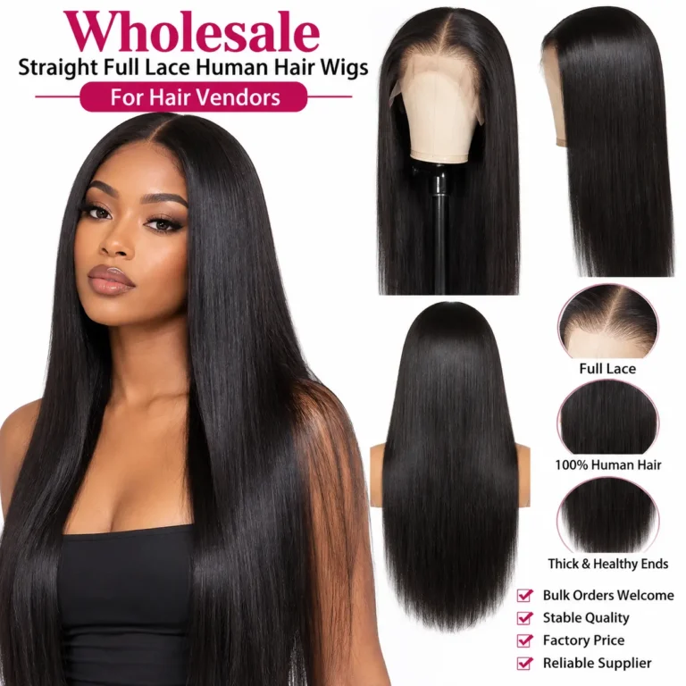 Wholesale straight full lace human hair wigs for hair vendors and salons