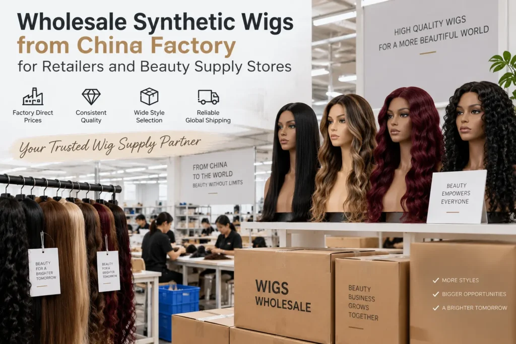 Wholesale synthetic wigs from China factory for retailers and beauty supply stores